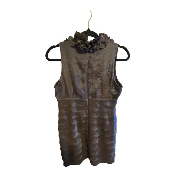 London Style Nights Evening Dress 10P Dark Tuape Ribbon Ruffle Wedding Event - Picture 14 of 16